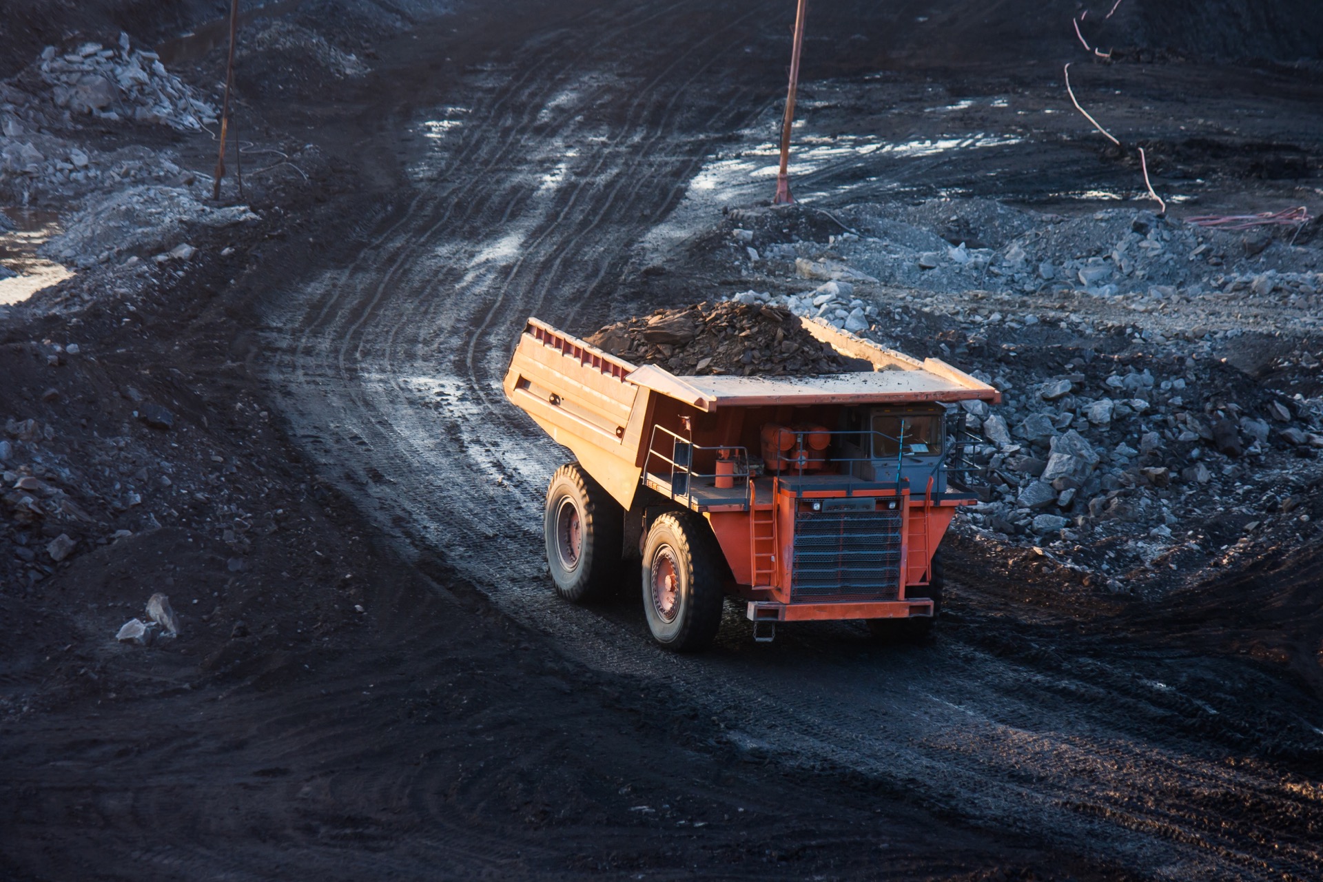 Truck moving through an industrial supply site